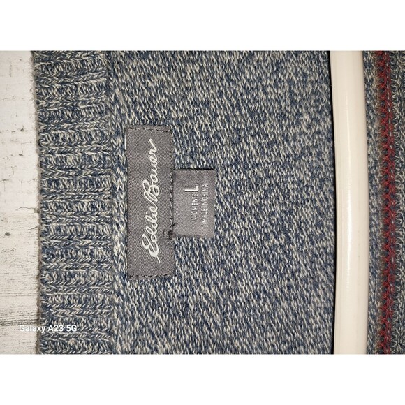 Eddie Bauer Cardigan Women L Multicolor Striped Cotton Lightweight Earthy Art - Picture 4 of 6